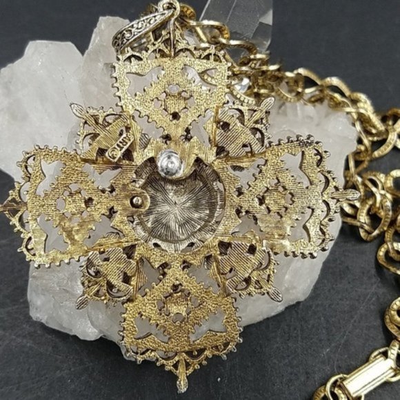Vintage ART Renaissance Revival Maltese Cross Necklace - Picture 4 of 5